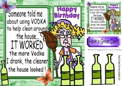 stella the cleaner, with bottles of vodka 8x8