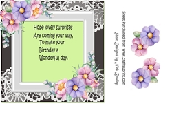 Insert with verse on lace with flowers 7x7
