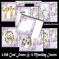 6 Lovely 8x8 Card Fronts of Cute Animals/Inserts with roses Bumper Kit