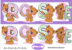 Teddy bears named Rose purple Glitter DL Card