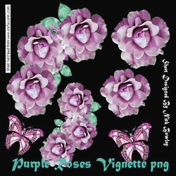 Pretty corner pink rose vignette with butterflies png