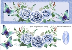 Beautiful blue roses with butterflies DL