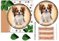 Lovely water colour chichuhua dog with leaves 7x7