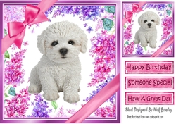 Gorgeous little puppy (two) with bows and flowers 8x8