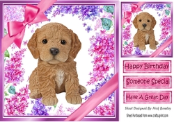 Gorgeous little puppy (eight) with bows and flowers 8x8