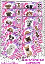 A Lovely Variety of 12 cute puppies 8x8 card fronts Bumper Kit