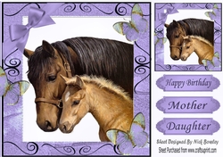 Moment with mum and baby foal with butterflies 8x8 (purple)