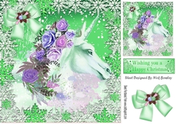 beautiful white unicorn with roses fantasy snow green 8x8