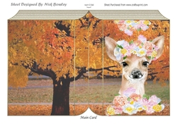 In the woodland pretty water colour deer with flowers folded book