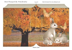 In the woodland pretty water colour bunny family with butterflies folded book
