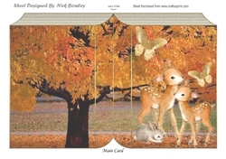 In the woodland pretty water colour deers & bunny with butterflies folded book