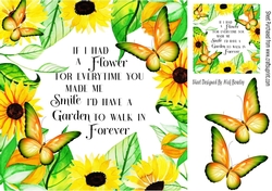 Sunflowers and butterflies card front 8x8