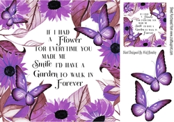 flowers and butterflies card front 8x8 (purple shades)