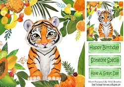Lovely Tropical Fruit Frame with a tiger 8x8