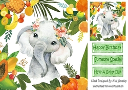 Lovely Tropical Fruit Frame with elephant 8x8