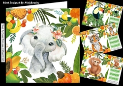 4 Lovely Tropical Fruit Frame with Animals 8x8 Card fronts