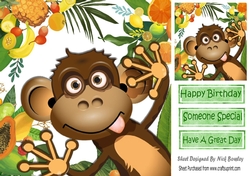 Cheeky Monkey in fruit and leaf 8x8 frame