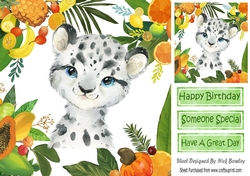 Lovely Tropical Fruit Frame with a white tiger 8x8 card front