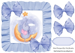 sweet little elephant sitting on a moon in frill 8x8 frame