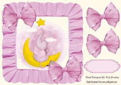 sweet little elephant sitting on a moon in pink frill 8x8 frame