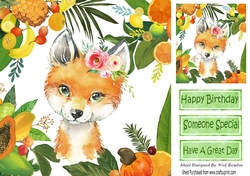 Lovely Tropical Fruit Frame with a fox 8x8