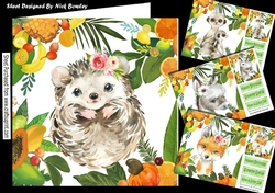 4 Lovely Tropical Animals (Fox) in Fruit Frame 8x8 card fronts mini kit (SET 3)