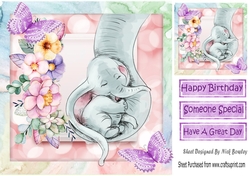sweet dreams little one mum and baby elephant with flowers 8x8