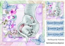 sweet dreams little one mum and baby elephant  blue butterflies 8x8