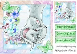sweet dreams little one mum and baby elephant green butterflies 8x8