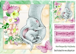sweet dreams little one mum and baby elephant pink butterflies 8x8