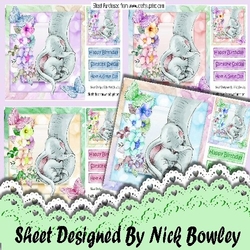 4 sweet dreams mum and baby elephants butterflies card fronts 8x8 mini kit