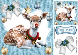 Cute Rudey with blue baubles and bow 8x8