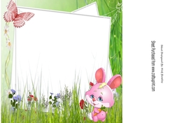 cute pink bunny with carrot and butterfly 8x8 insert