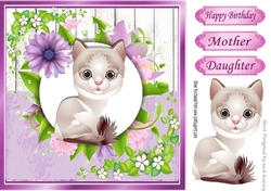 Cute grey kitten with pretty lilac flowers, wooden back ground 8x8