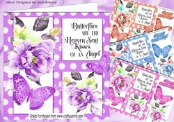 4 Pretty polkadot window card fronts with flowers, script, butterflies 8x8 mini kit