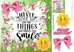 Smile its a lovely Day, with pink roses 8x8