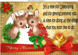 Cute pair of deers with bow and verse A4 Card front