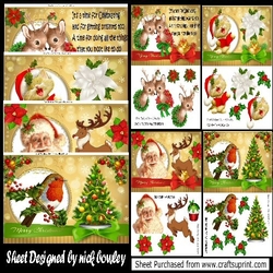 8 Christmas card fronts (4 A4 & 4 A5) Cards BUMPER KIT ( SET TWO GOLD)