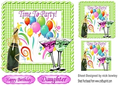 Time to party with cocktails with balloons 7x7