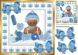 Cute Gingerbread in the  snow  with bows 8x8 (four)