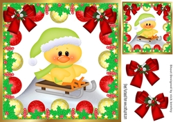 Cute little yellow chick in christmas baubles 8x8 frame (two)