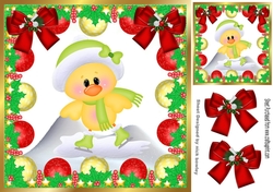 Cute little yellow chick in christmas baubles 8x8 frame (three)