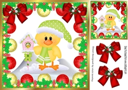 Cute little yellow chick in christmas baubles 8x8 frame (four)