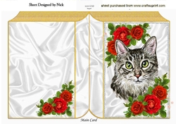 Pretty cat with red roses folded book