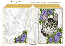 Pretty cat with purple roses folded book