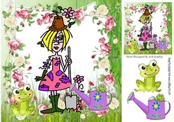 Oh i do enjoy a spot of gardening, gardening gal with frogs 8x8