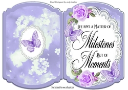 Pretty floral with purple butterflies bracket card with a sentiment