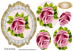 Pretty pink roses in silver/gold glitter frame  pyramids