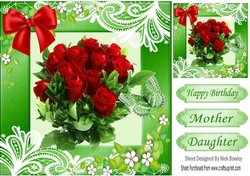 pretty red roses & red bow in green ornate frame with butterflies 8x8