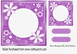Pretty floral card front/insert 7x7 frame in purple